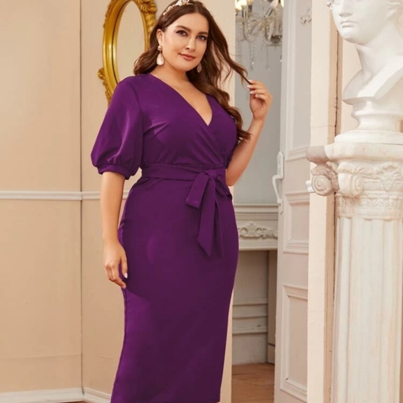 Surplice Neck with Puffy Sleeve and Belt H… - Picture 1 of 4